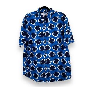 Old Navy Slim Fit Built-in Flex blue short sleeve casual button up Mens